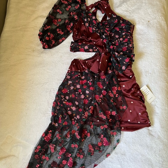 NWT For Love & Lemons Cascade Mini Dress Rose Size L - Picture 4 of 15